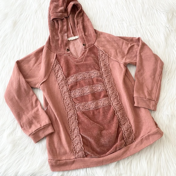 mason & belle Tops - Mason & Belle Blush Pink Hooded Long Sleeve